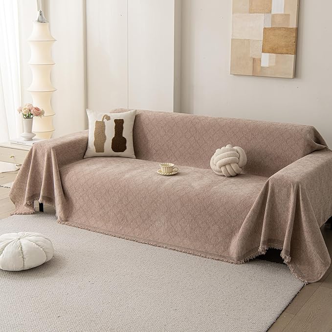 DREAMINGO Modern Chenille Couch Cover Blanket Washable Sofa Covers