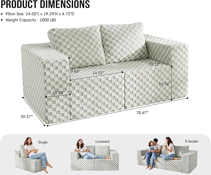 Modular Sectional Sofa 2 Seater Loveseat Modular Couch