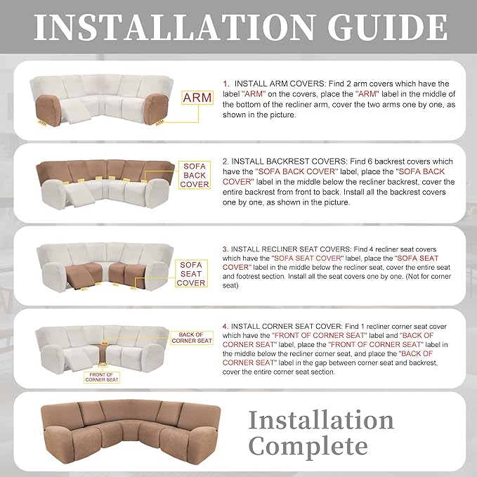 100% Waterproof Sectional Recliner Couch Covers