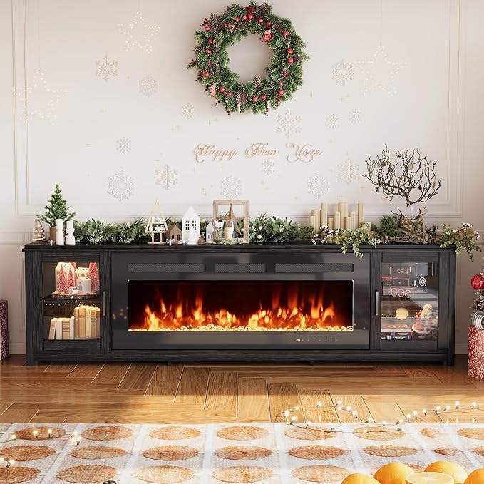 MXV 80" Fireplace TV Stand, Modern Entertainment Center