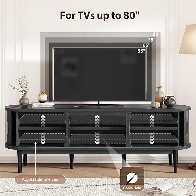 Decofy Mid Century TV Stand for TVs up to 80 Inches, Entertainment Center