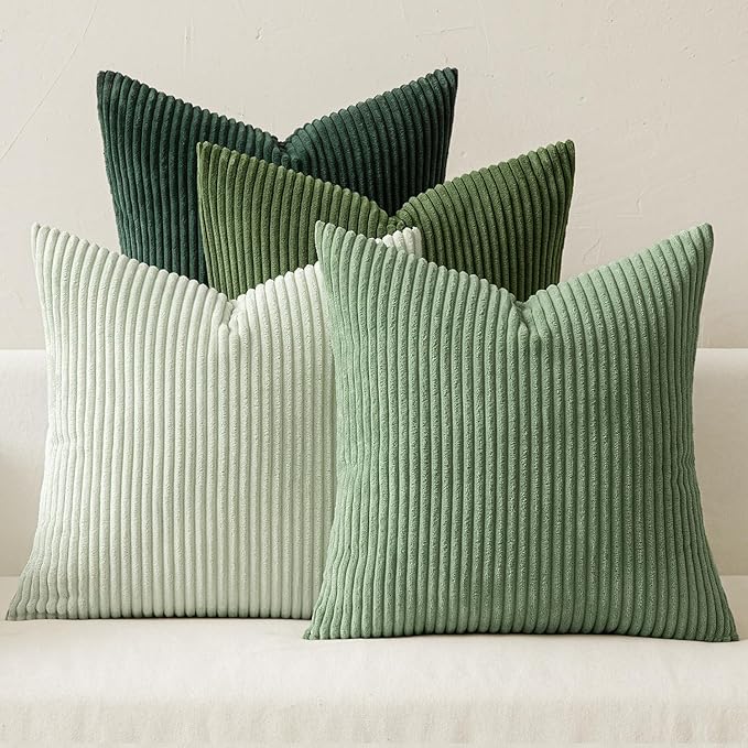 MIULEE Boho Farmhouse Sage Green Throw Pillow Covers 22x22 Inch Set of 4