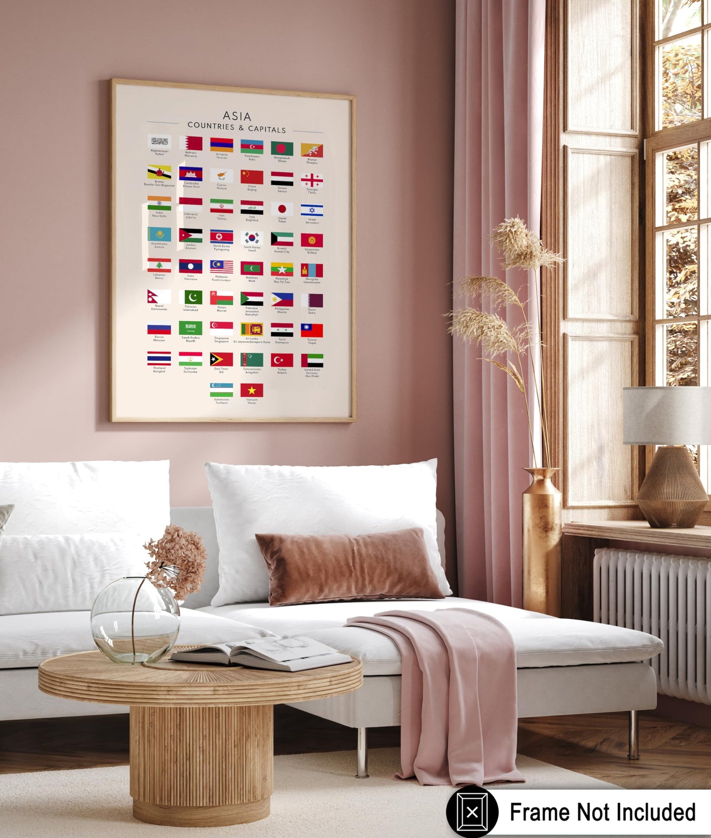 Poster Master Flags of Asia Poster - Asian Countries & Capitals Print - Learning Materials Art - Educational Art - Gift for Student & Teacher - Decor for Classroom or Library - 8x10 UNFRAMED Wall Art