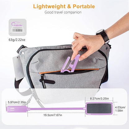 Gritin 9 LED Rechargeable Book Light for Reading in Bed - Eye Caring 3 Color Temperatures,Stepless Dimming Brightness,80 Hrs Runtime Small Lightweight Clip On Book Reading Light for Studying-Purple