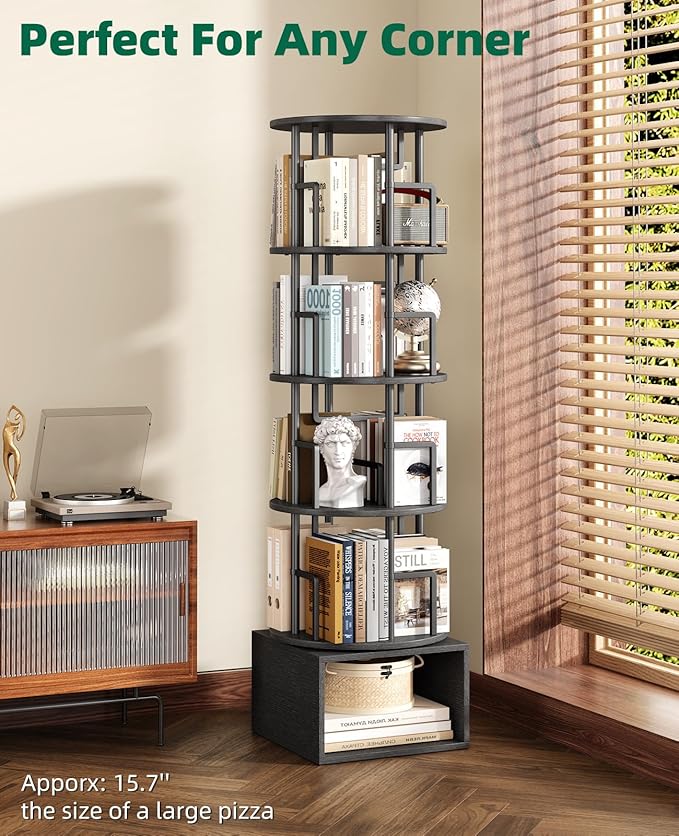 Kalrin 5 Tier Rotating Bookshelf