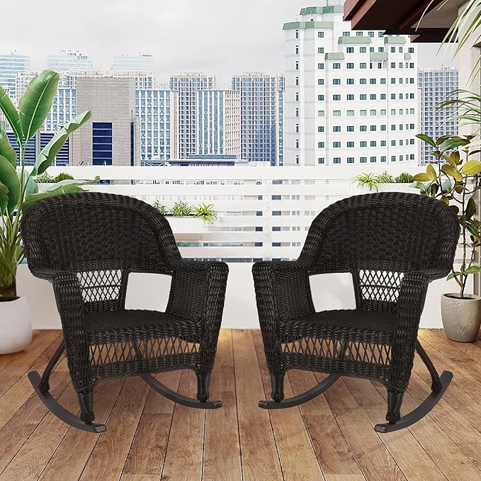 Jeco Set of 2 Wicker Rocker Chairs