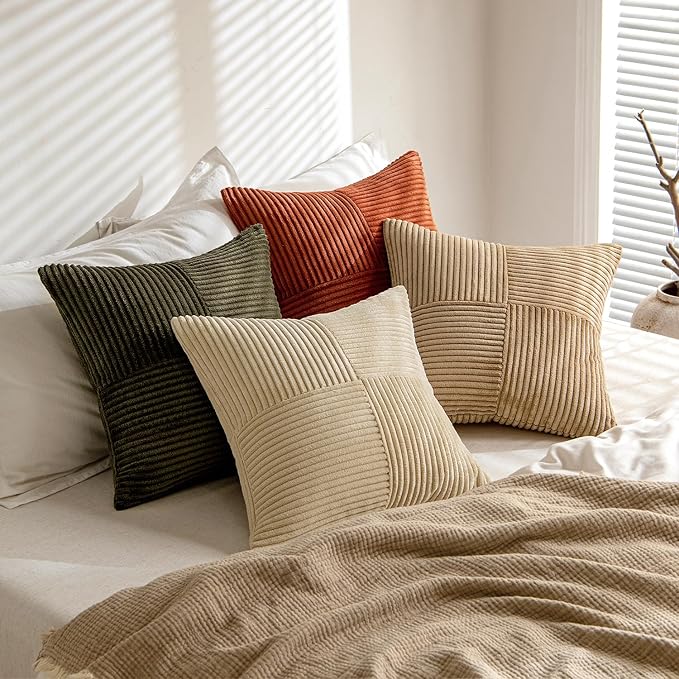 MIULEE Rust-Olive Green Decorative Throw Pillow Covers 18x18 Inch Set of 4 Boho
