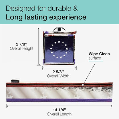 ChicWrap® Patriotic Refillable Aluminum Foil Dispenser - Includes One 12" x 30' roll of Professional Grade Aluminum Foil - BPA Free and Kosher Certified - Reusable Dispenser w/Slide Cutter