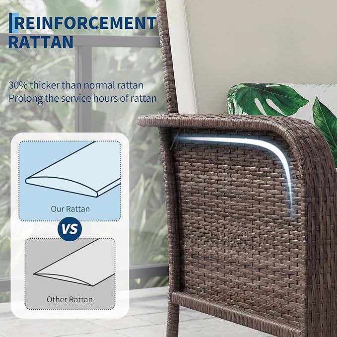 GarveeLife 2-Piece Wicker Chair Set, Comfortable,