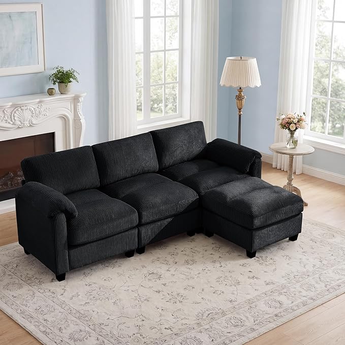 87.5'' L Shaped Modular Sectional Sofa, 3 Seater Cloud Couch