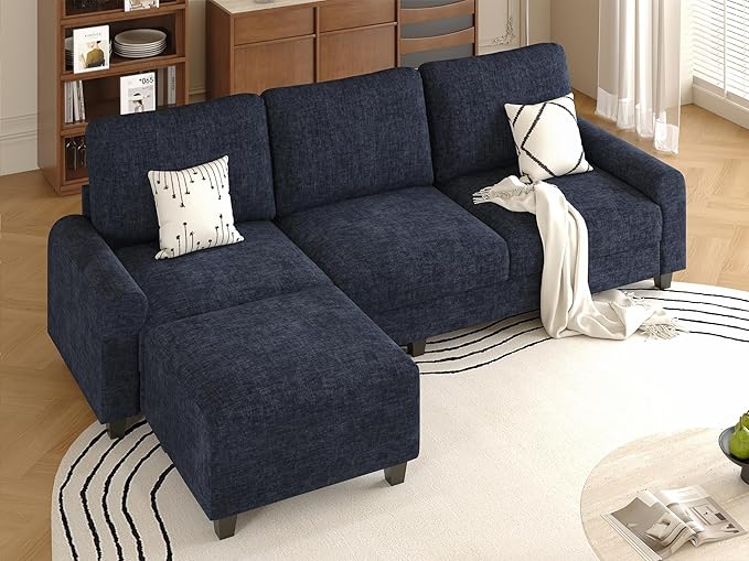EASE MOOSE 100" Chenille L-Shaped Sectional Sofa, Modern Deep Seat Modular Couch
