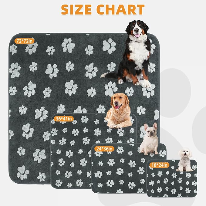 KOOLTAIL Washable & Waterproof Dog Whelping Pad for Large Dogs, 72x72in Super Absorbent & Soft Warm Plush Puppy Pads Potty Training, Quick Dry Reusable Pet Mats for Whelping Box Supplies,Playpen,Crate