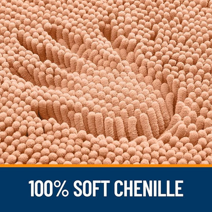 OLANLY Large Bathroom Rugs 40x32, Extra Soft Absorbent Chenille Bath Rugs, Rubber Backing Quick Dry, Machine Washable Bath Mats for Bathroom Floor, Tub and Shower, Home Decor Accessories, Peach