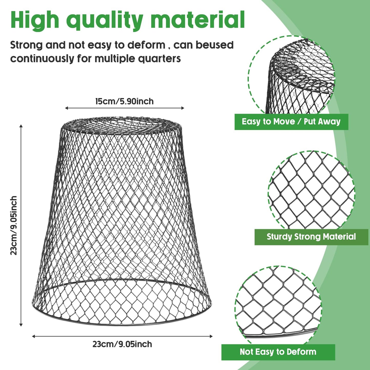 Geosar 10 Pcs 9 inch Chicken Wire Cloche Plant Protector Cover Metal Garden Cloche Dome for Plants Chicken Wire Protection Basket with Garden Stakes for Avoiding Rabbit Bird Small Animals Eat (Black)