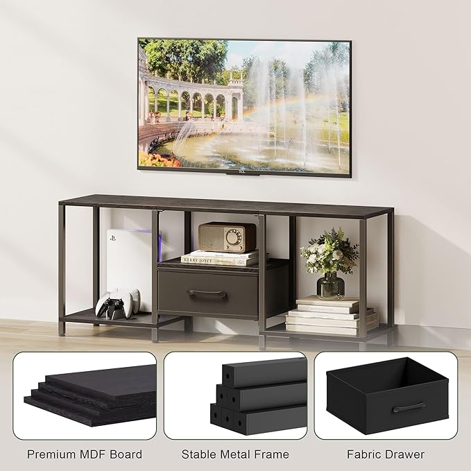 JARHETUN TV Stand with Fabric Drawer