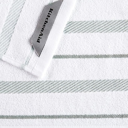 KitchenAid Albany Dishcloth 8 Pack Set, Matte Grey/White