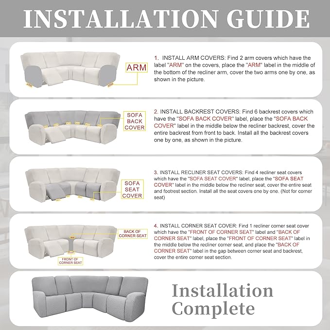 100% Waterproof Sectional Recliner Couch Covers