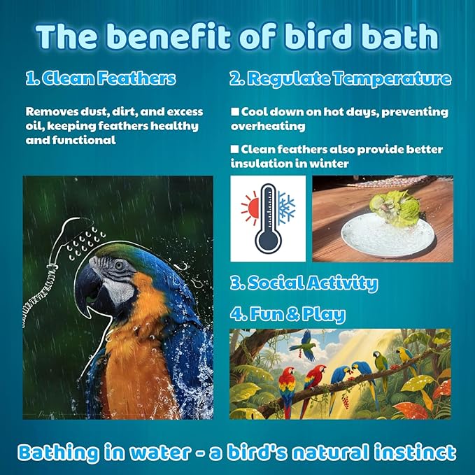 Bird Shower Parakeet Bath for Cage with Adjustable Water Flow Control Valve, Parrot Shower Bath for Budgies with Plug, Automatic Circulating Water Fountain for Pet Bird, Cockatiel, Conure(green pipe)
