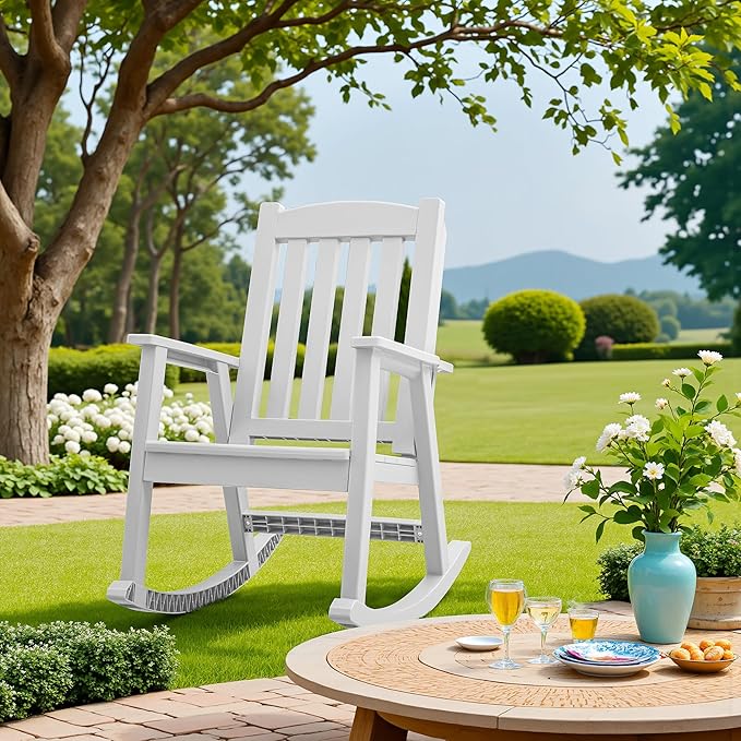 Greesum Set of 2 Outdoor Rocking Chair, Rust-Proof & UV-Resistant, Comfortable