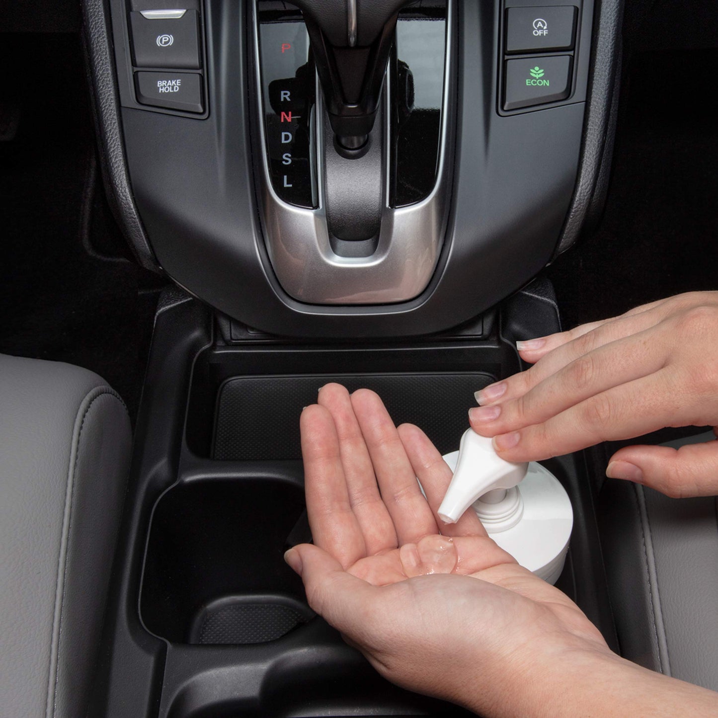 PumpCup Portable Hand Sanitizer Dispenser for Car Cup Holders (Smiley Face)