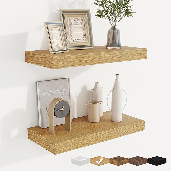 fuqing Floating Shelves for Wall, Wall Mounted Wood Floating Shelf