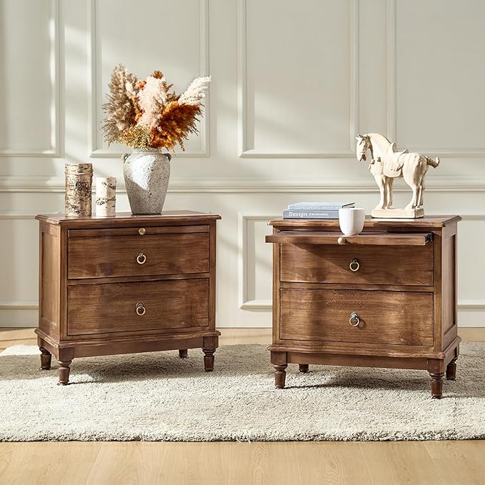 HULALA HOME Solid Wood Storage End Tables