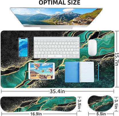 LATEEFAH Desk Mat, Mouse Pad with Wrist Rest, 4-in-1 Large Mouse Pads for Desk, Ergonomic Mouse Pad and Keyboard Wrist Rest Gaming Keyboard Mat for Office, Home