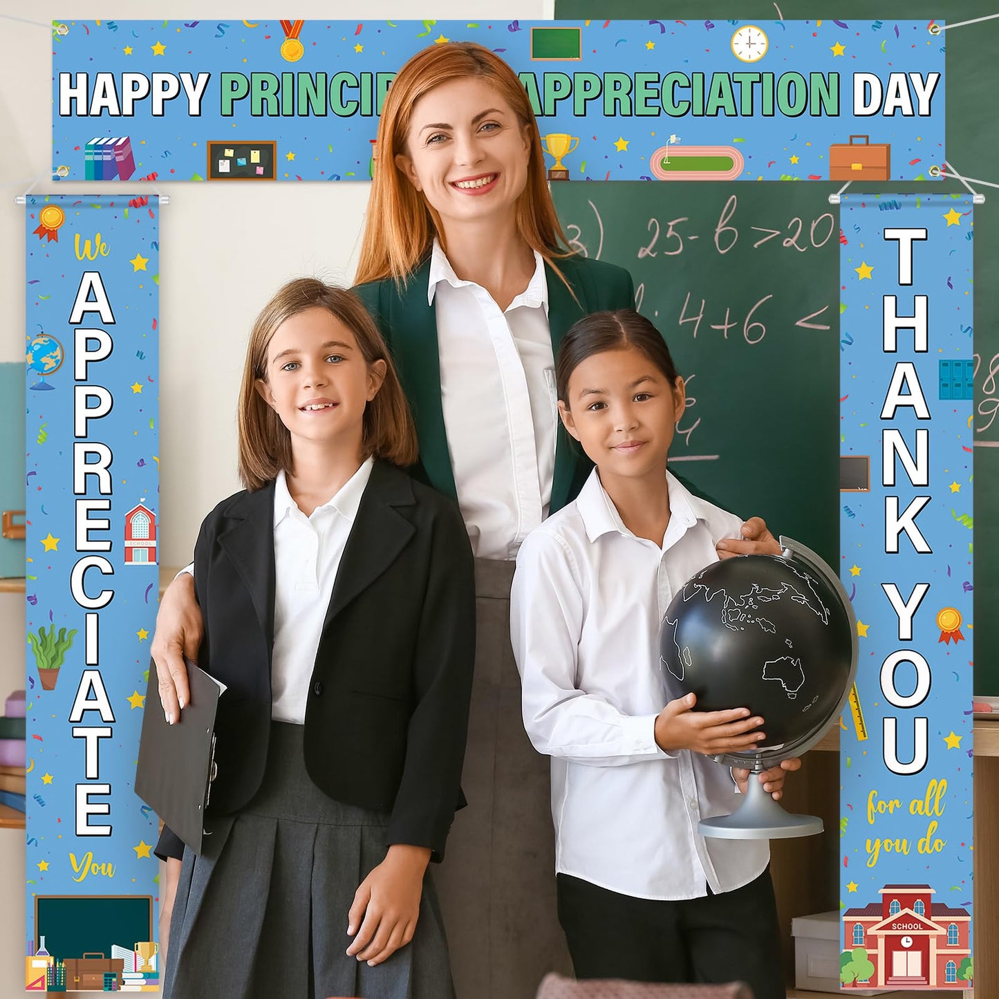 Fanfanwin Happy Principals Appreciation Day Banner Set Principal Appreciation Sign Banner We Appreciate Thank You Party Supplies Decorations for Men Women Education Workers