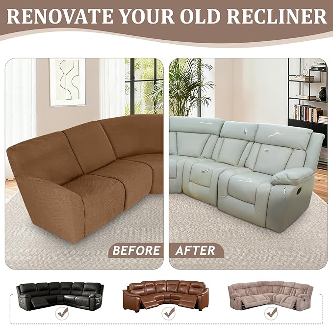 ALIECOM 100% Waterproof Recliner Sectional Couch Covers L Shape Stretch Corner