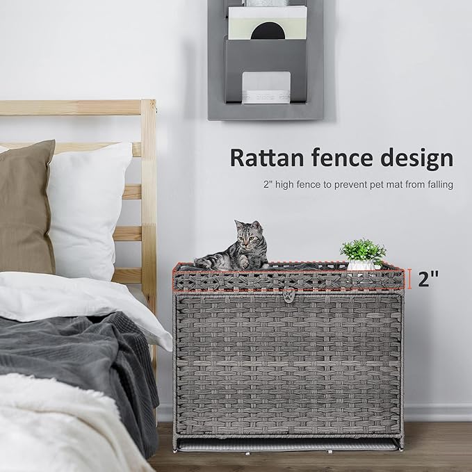 Cat Litter Box Enclosure with Soft Litter Mat; Hidden Kitten Washroom Furniture