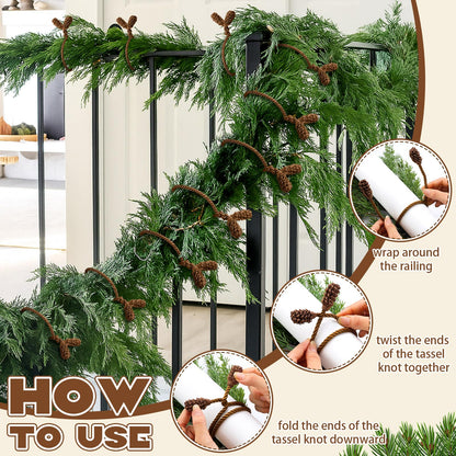 Riakrum 30 Pcs Christmas 20 Inches and 16 Inches Set Decorative Garland Twist Ties Garland Decor for Xmas Holiday Lights Bannisters Stairways Railings (Brown)