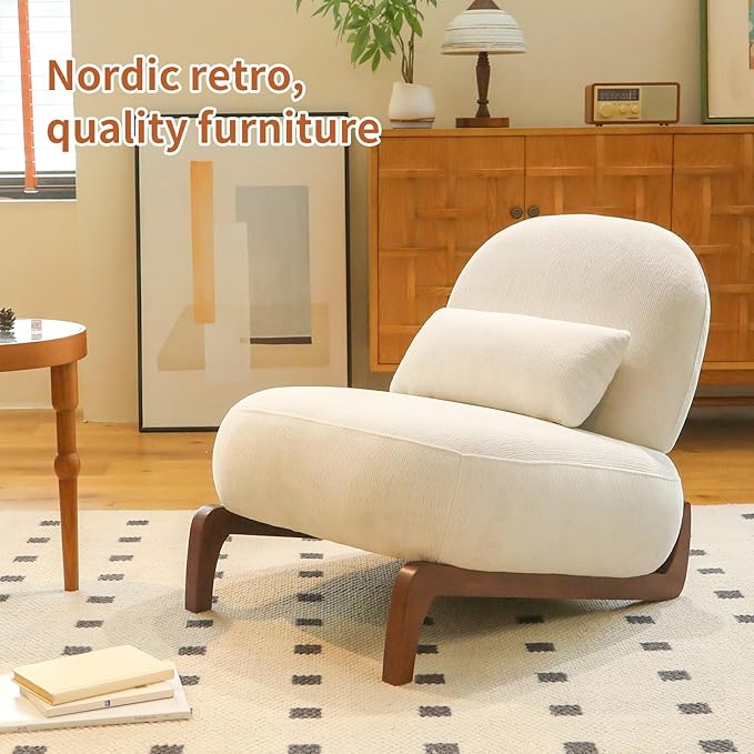 KEIKI Accent Chair with Solid Wood Legs, Velvet Single Seat Sofa