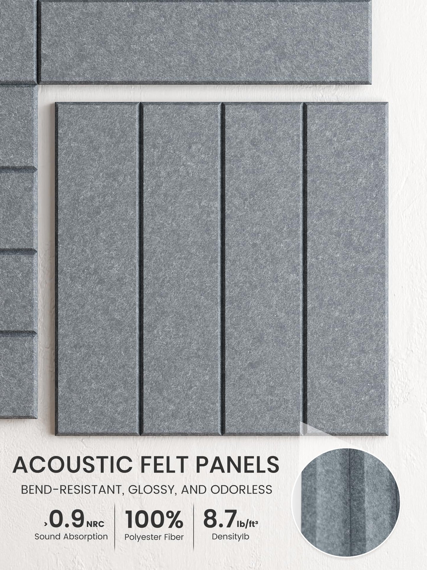 Bumusty Large Cork Board Alternative-36 x 24" Felt Bulletin Board Tiles, with 30 Pushpins, 40 Adhesive Tabs, Bold-Stripe 6-Pack, Cork Boards for Office Push Pin Board Felt Board-Blue Gray