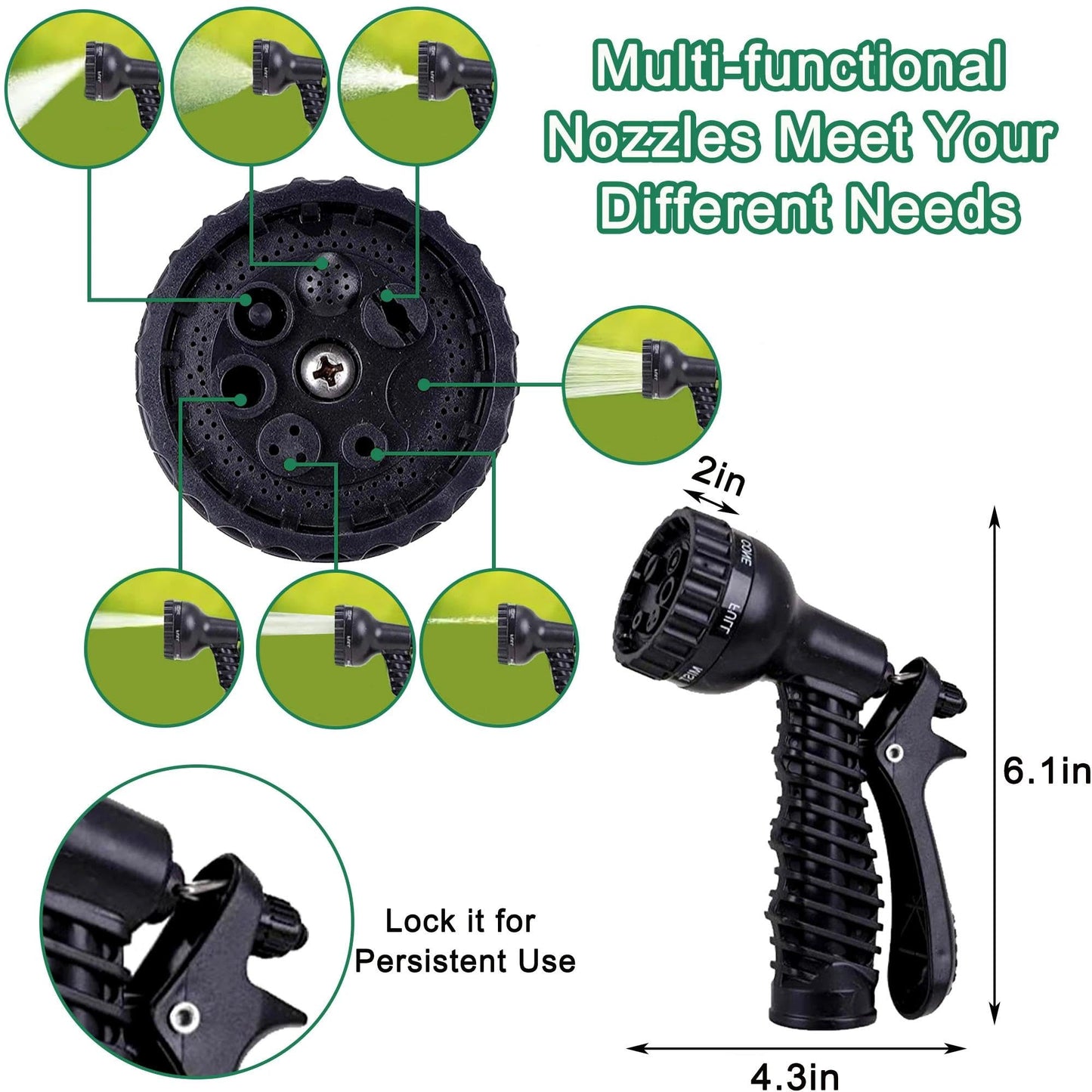 50ft Stainless Steel Garden Hose with 2 Nozzle Flexible Water Hose Lightweight Portable Tangle Free Metal Pipe for Patio Lawn Outdoor Heavy Duty Watering Water Pipe