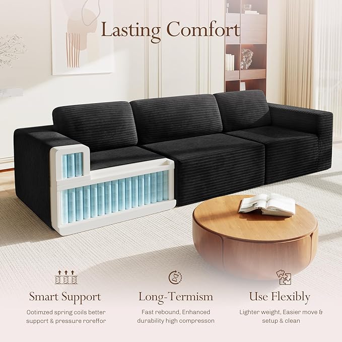 Vesgantti 119" Modular Sectional Sofa, Corduroy Cloud Couch