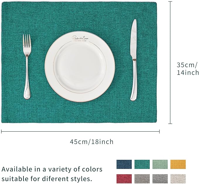 BALCONY & FALCON Placemats Set of 4 Faux Linen Cloth Place Mats Washable