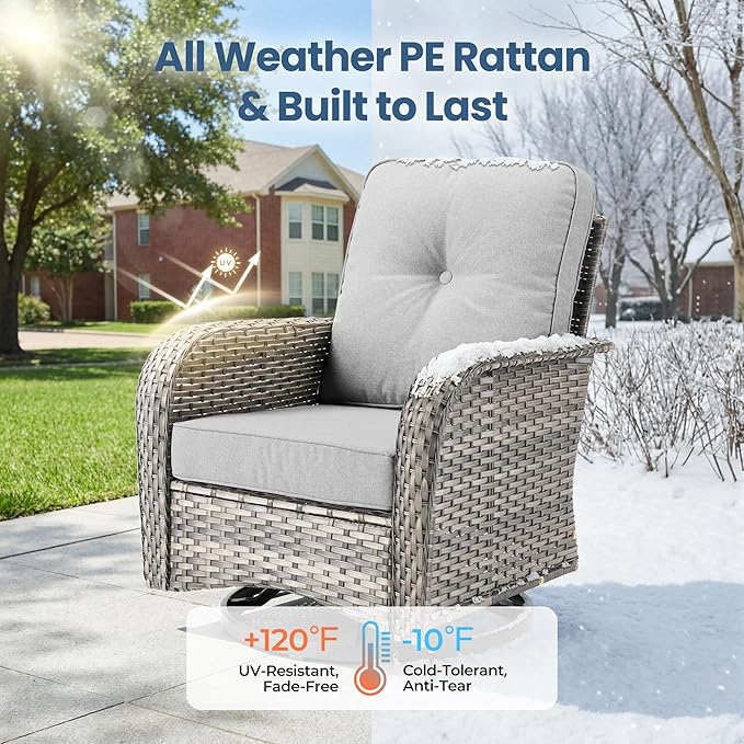 8 Pieces Outdoor Patio Furniture Sets, High Back Swivel Rocker Chairs Loveseat
