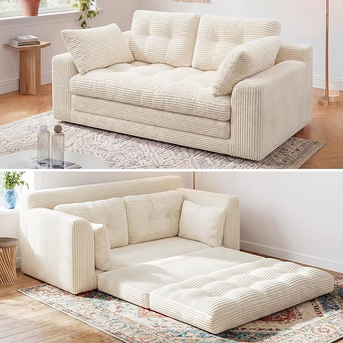 Homkdom Boneless Loveseat, Convertible Folding Sofa Bed, Pull Out Sleeper Sofa
