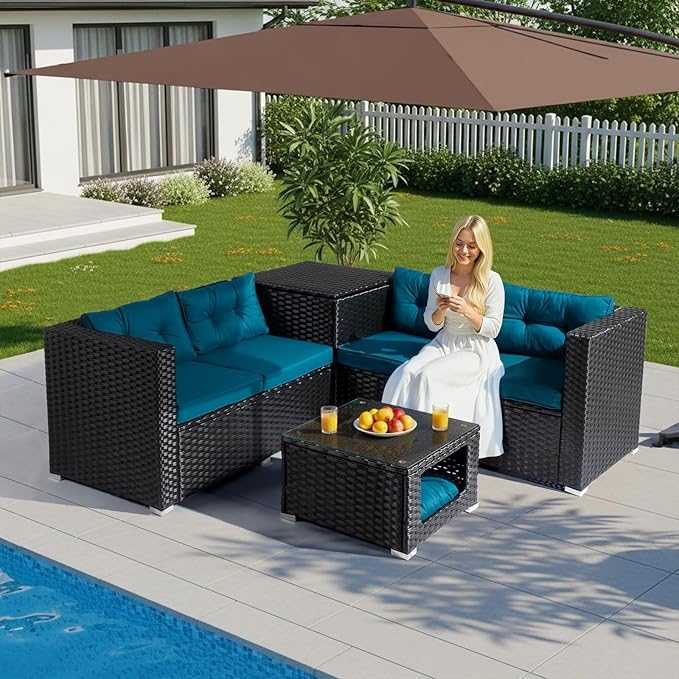 VINGLI 4 Pieces Outdoor Sectional Wicker Patio Furniture