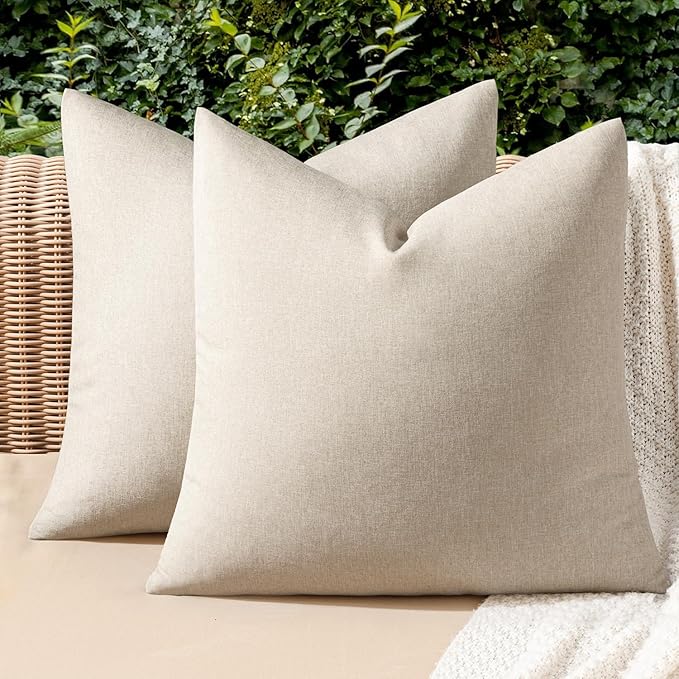 MIULEE Pack of 2 Decorative Outdoor Solid Waterproof Throw Pillow Covers Faux