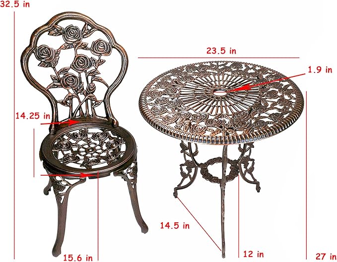 Oakland Living 3-Piece Rose Bistro Set
