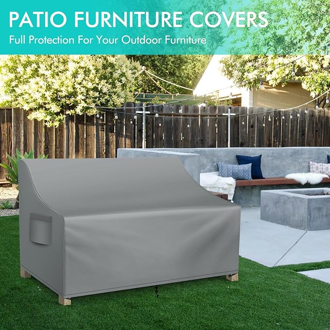 WLEAFJ Patio Sofa Cover Waterproof, 3-Seater Outdoor Sofa, Heavy Duty Deep