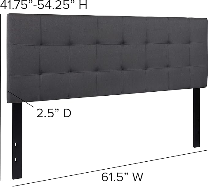 Flash Furniture Bedford Tufted Upholstered Queen Size Headboard in Dark Gray