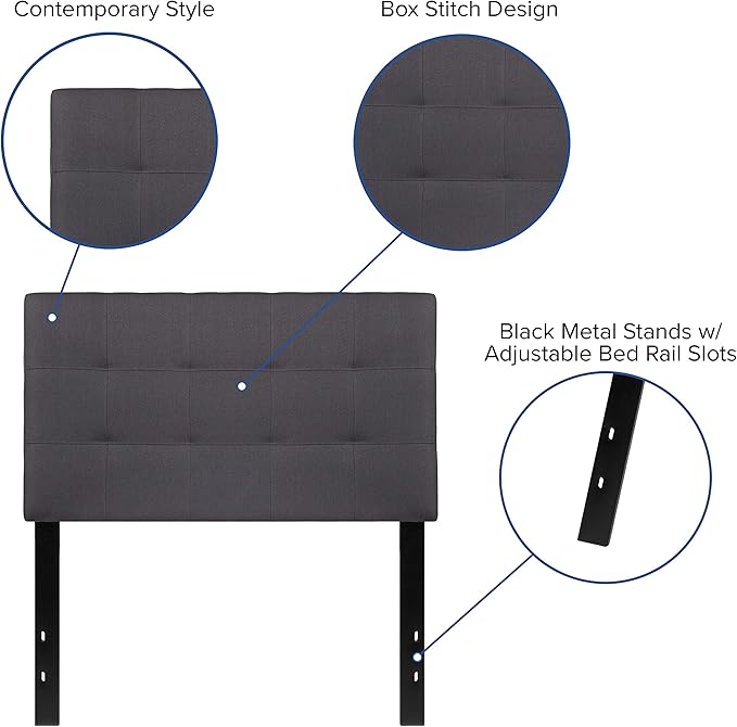Flash Furniture Bedford Tufted Upholstered Twin Size Headboard in Dark Gray