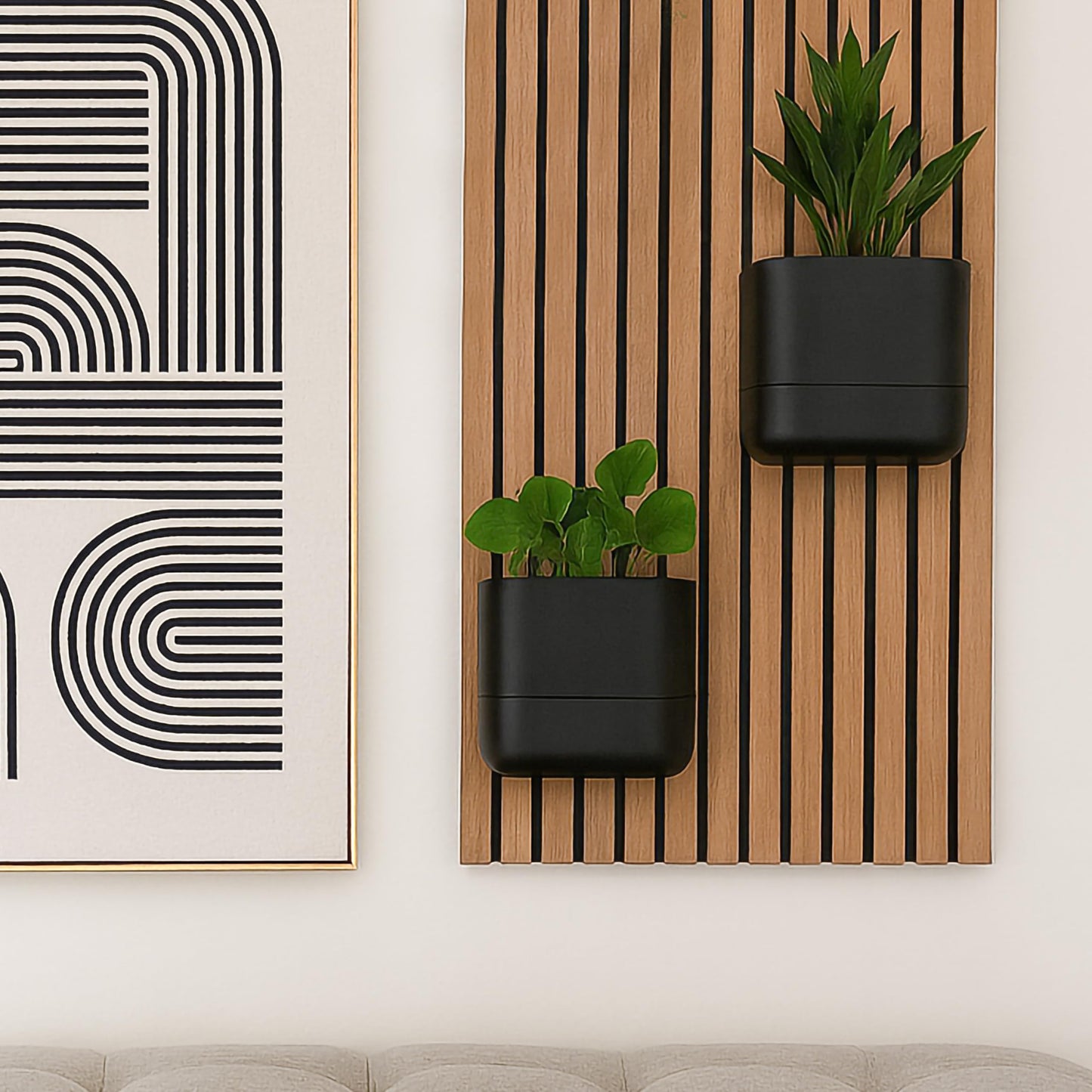 Phoenix Vine 6.5 Inch Wall Mounted Self-Watering Planter Pot for Indoor Houseplants and Herbs | Hanging Planter for Window Sills, Bathroom Walls, Home & Office Décor, Black, Set of 2, 01-C-E-2