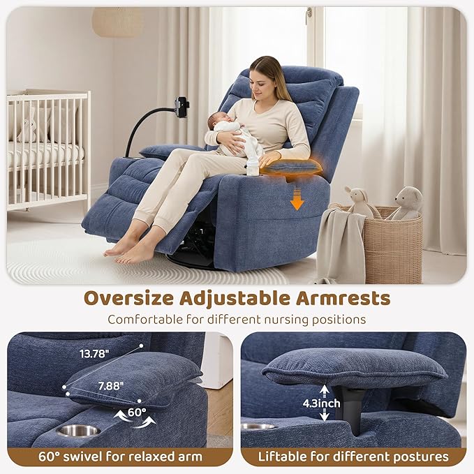 Olela Power Glider Recliner Nursery Chair, Swivel Rocking Chair