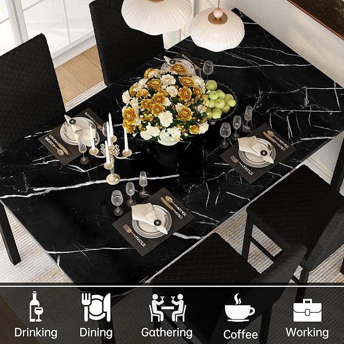 Recaceik Dining Table Set for 4, Modern 5 Piece Dining Table Set Faux Marble