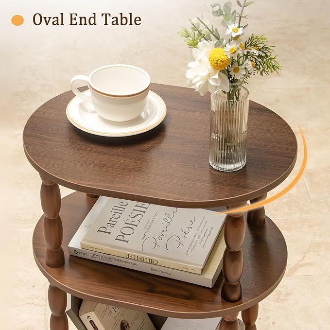 MaxSmeo Small Side Table with Charging Station, 3-Tier Small End Table with USB