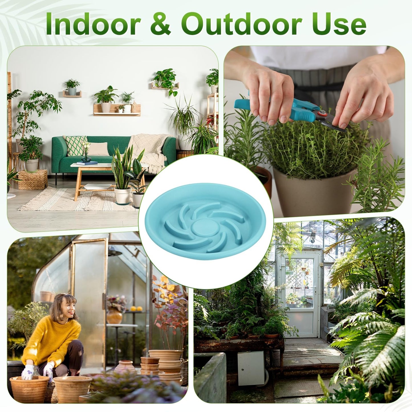 M METERXITY 2-Pack Plant Saucer, 5.7 Inch/ 14.5cm Plastic Plant Trays Thicker for Pots/Indoor/Outdoor/Water Drainage and Protection, Flowerpot Drip Tray [Light Blue]