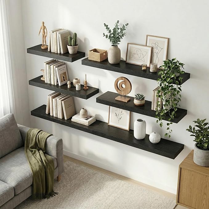 12 inch Deep Floating Shelves for Wall, 36 inch Wide Engineered Wood Wall